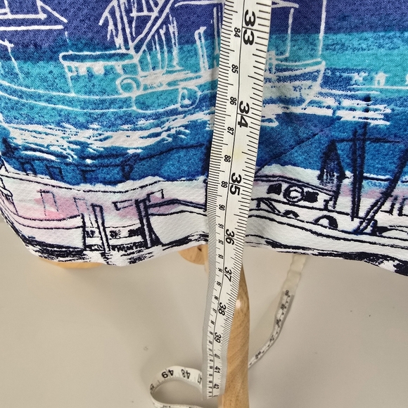Talbots Seaside Harbor Watercolor Print Cotton Sheath Dress Size 12 Coastal - Picture 9 of 14